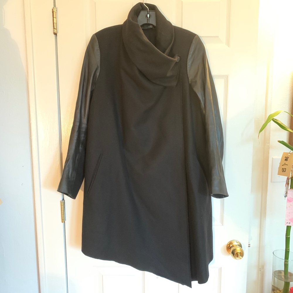 Allsaints black Hide Monument coat US8